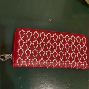 3/$25 💎❤️ Red Rhinestone Heart Zip Around Wallet Clutch Boutique 3/$25